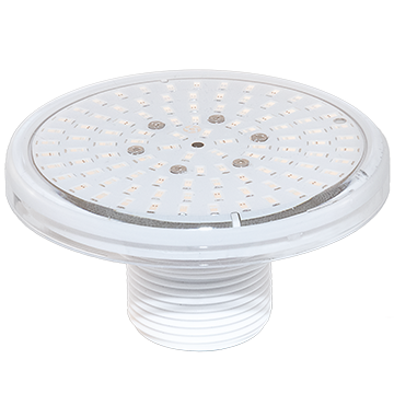 Pool Glow Mini 100 angled view LED insert light polycarbonate case threaded base easy installation